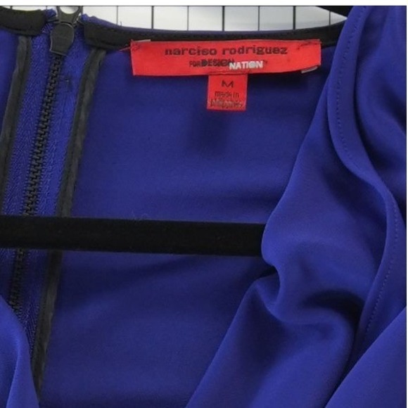 Narciso Rodriguez Dress Women's Size Medium Cobalt Black Colorblock Cowl Y2K - Picture 4 of 6